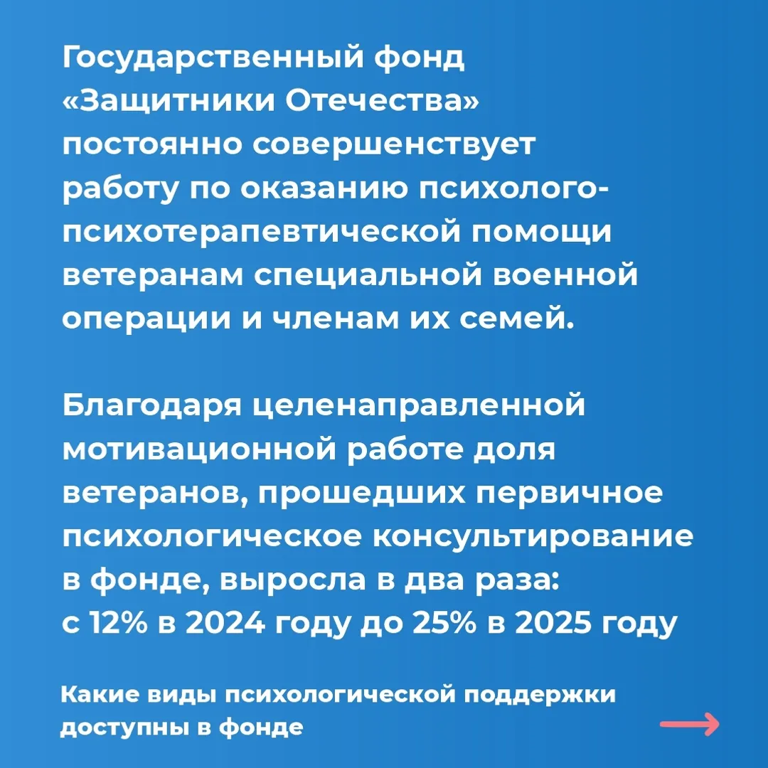 Психологи филиала фонда «Защитники Отечества» помогают ветеранам СВО и их семьям